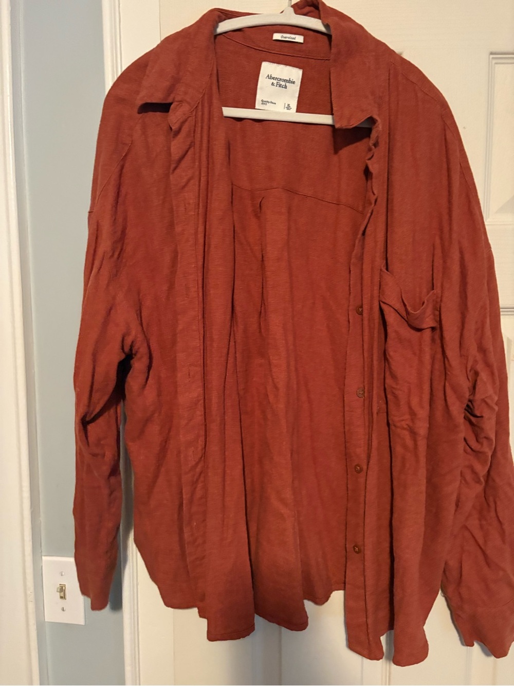 Abercrombie & Fitch Oversized Brick-Red Button Shirt